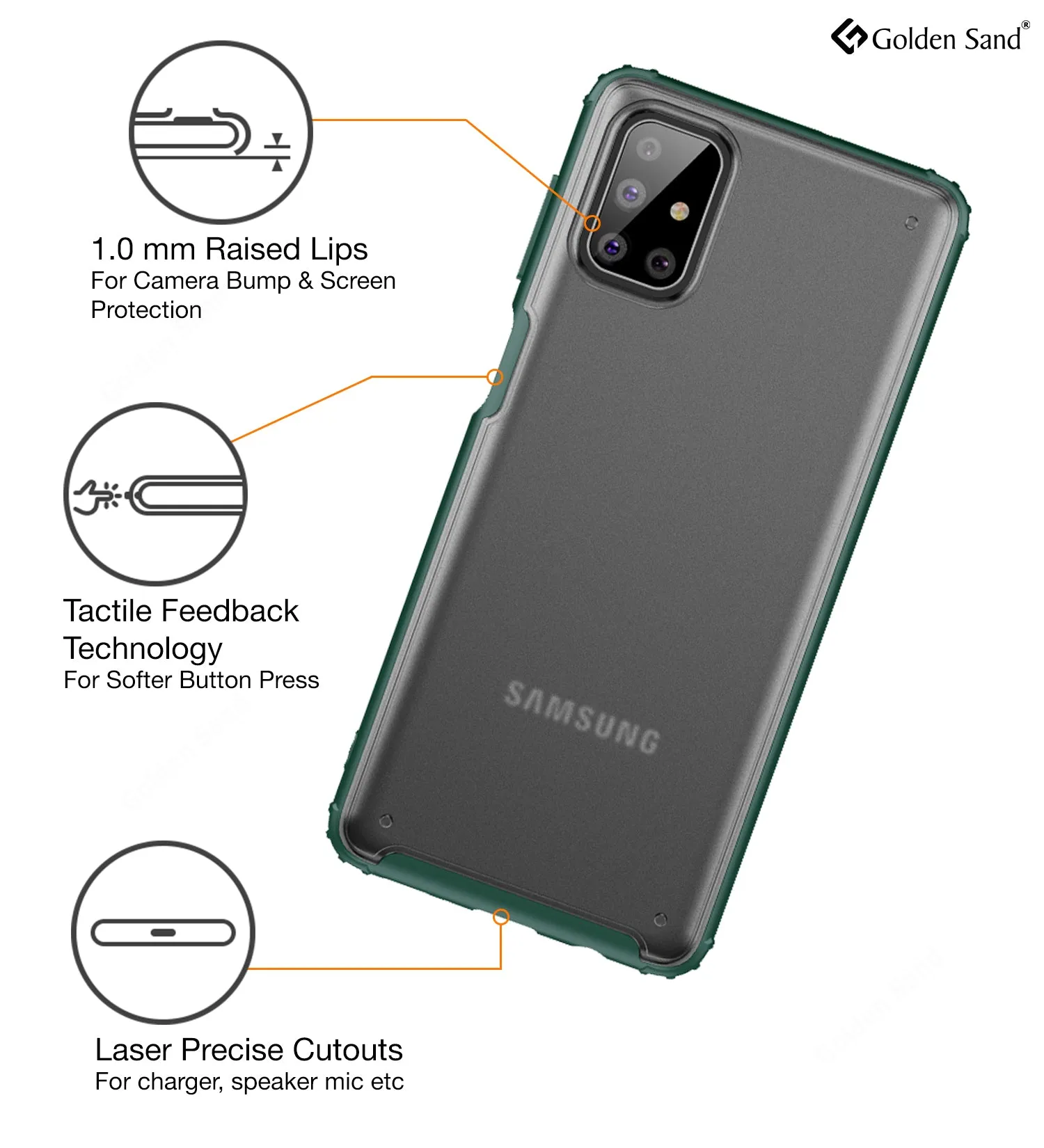 Rugged Frosted Series Semi Transparent PC Shock Proof Slim Back Cover for Samsung Galaxy M51, Green