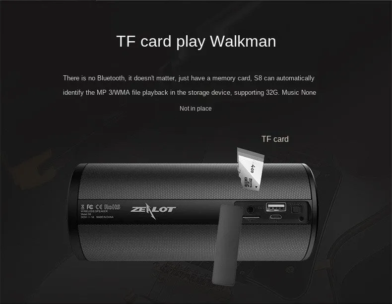 S8 Wireless Bluetooth Subwoofer Touch Control Sound Box AUX TF Card Handsfree Mic