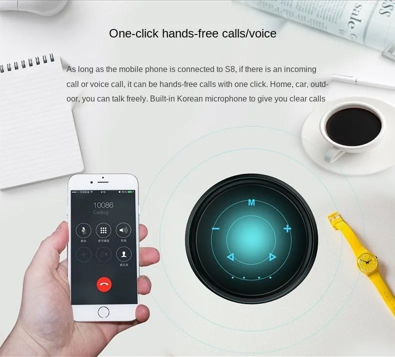 S8 Wireless Bluetooth Subwoofer Touch Control Sound Box AUX TF Card Handsfree Mic