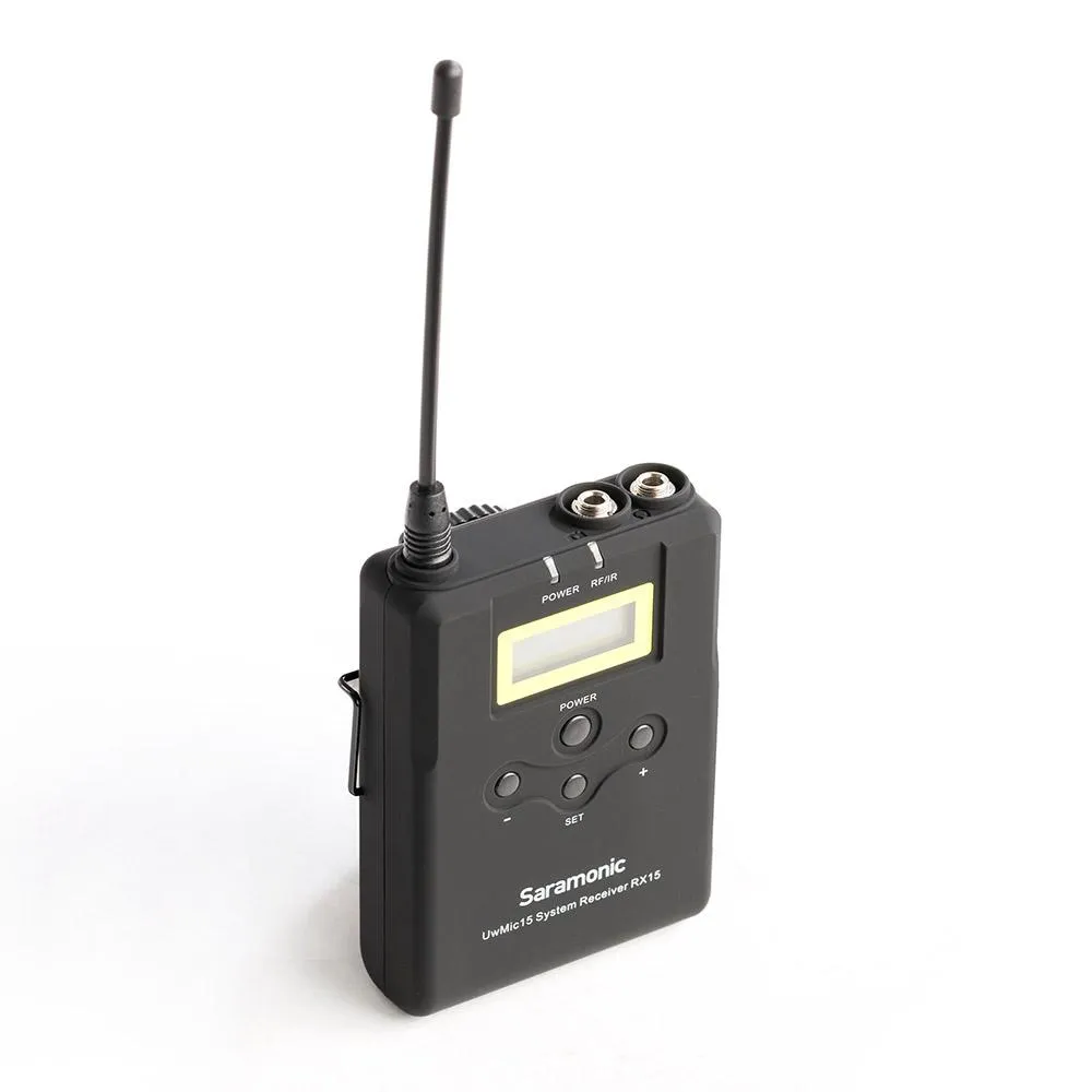 SARAMONIC UWMIC15 16-CHANNEL UHF WIRELESS LAVALIER MICROPHONE SYSTEM WITH PORTABLE CAMERA-MOUNTABLE WIRELESS RECEIVER