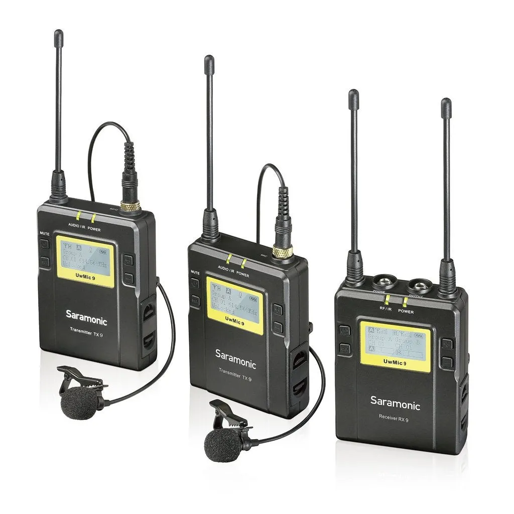 Saramonic UwMic9 RX9 TX9 TX9 2-Person Wireless Lavalier Microphone System with Portable Dual-Channel Camera-Mountable Receiver