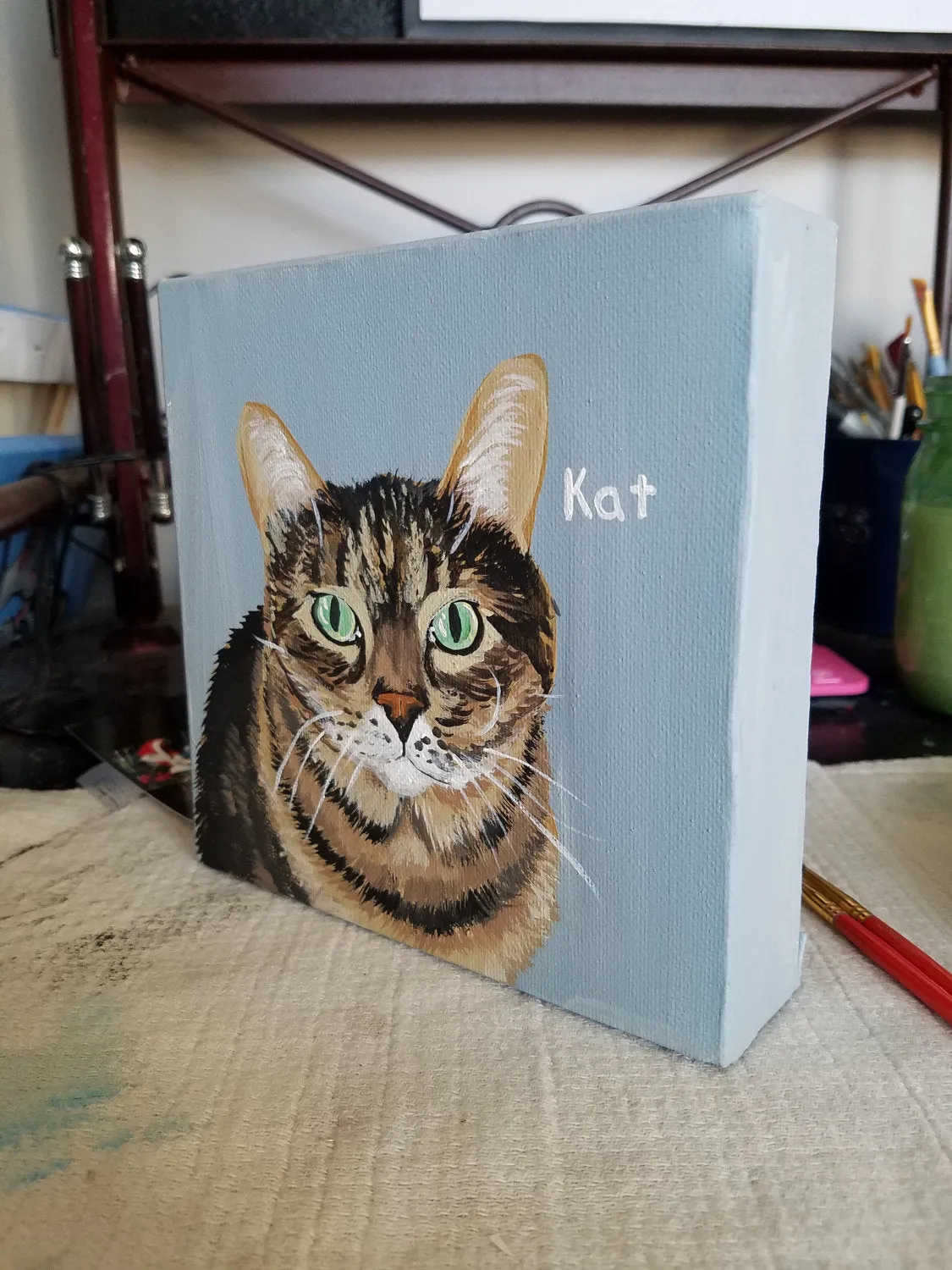 Shelf Prop Pet Painting on Canvas - Cute Dog Portrait Gift - Dog Lover Gift 5x7