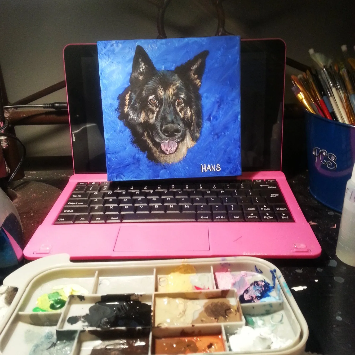Shelf Prop Pet Painting on Canvas - Cute Dog Portrait Gift - Dog Lover Gift 5x7