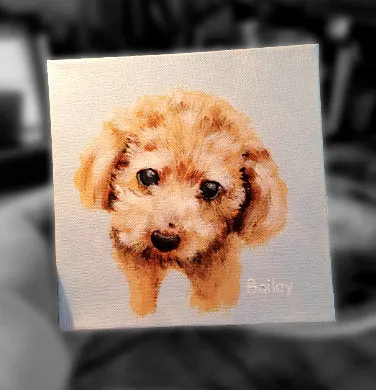 Shelf Prop Pet Painting on Canvas - Cute Dog Portrait Gift - Dog Lover Gift 5x7