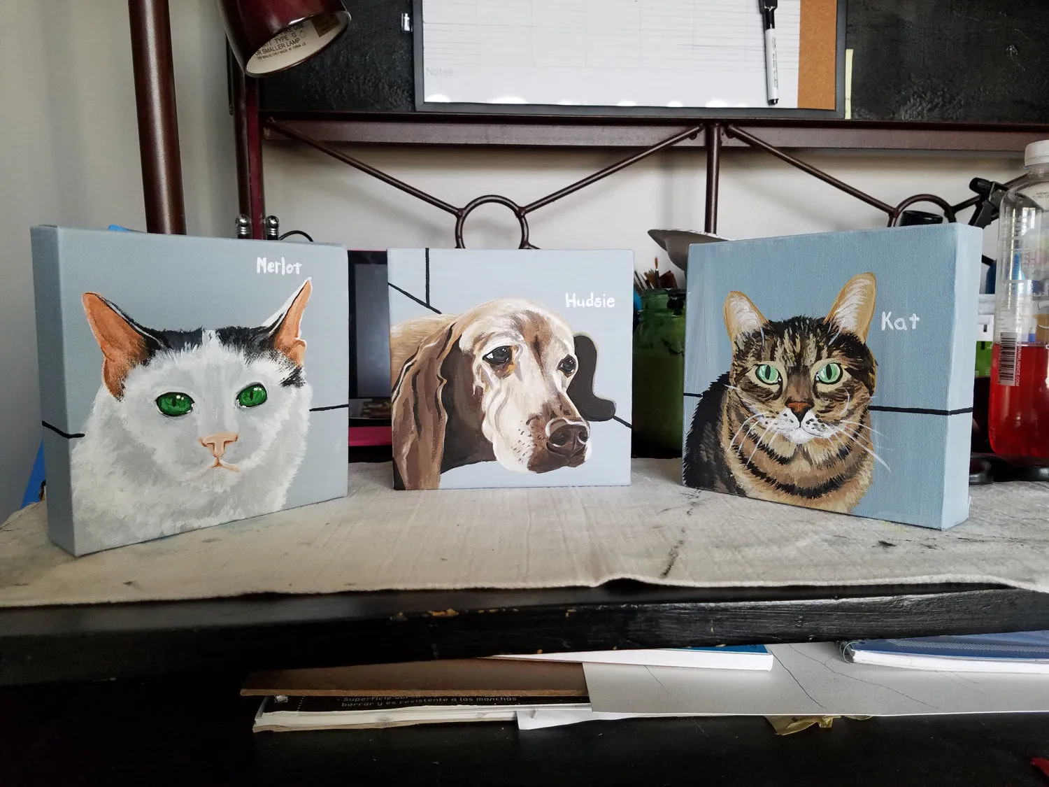 Shelf Prop Pet Painting on Canvas - Cute Dog Portrait Gift - Dog Lover Gift 5x7