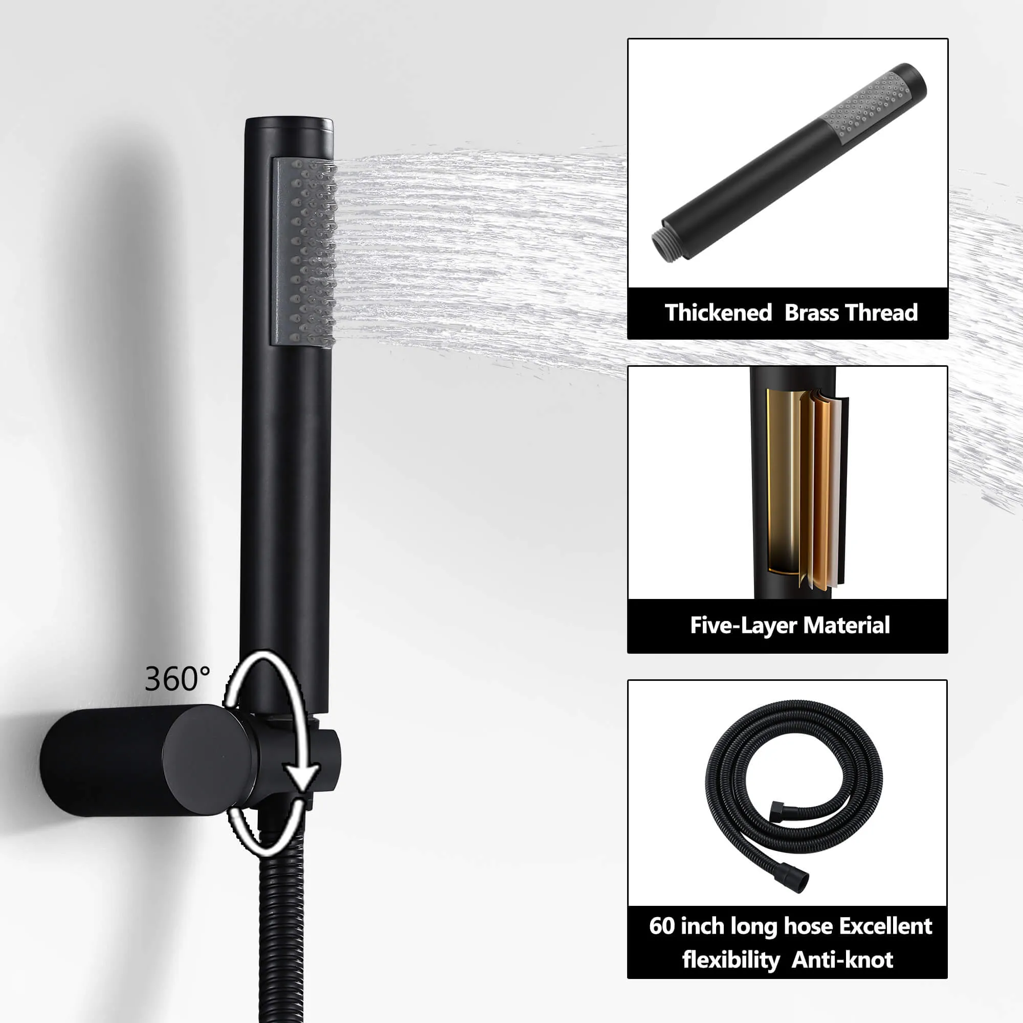 Shower Faucet Set with 10 Inch High Pressure Rain Showerhead and Handheld Spray RB0870