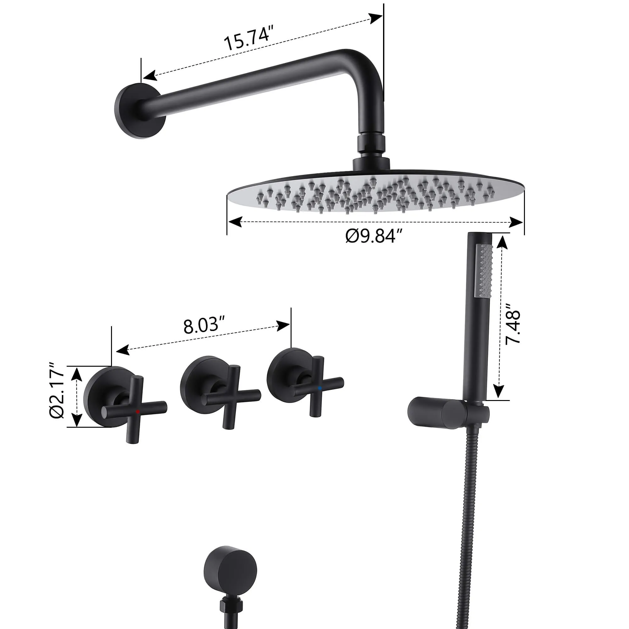 Shower Faucet Set with 10 Inch High Pressure Rain Showerhead and Handheld Spray RB0870