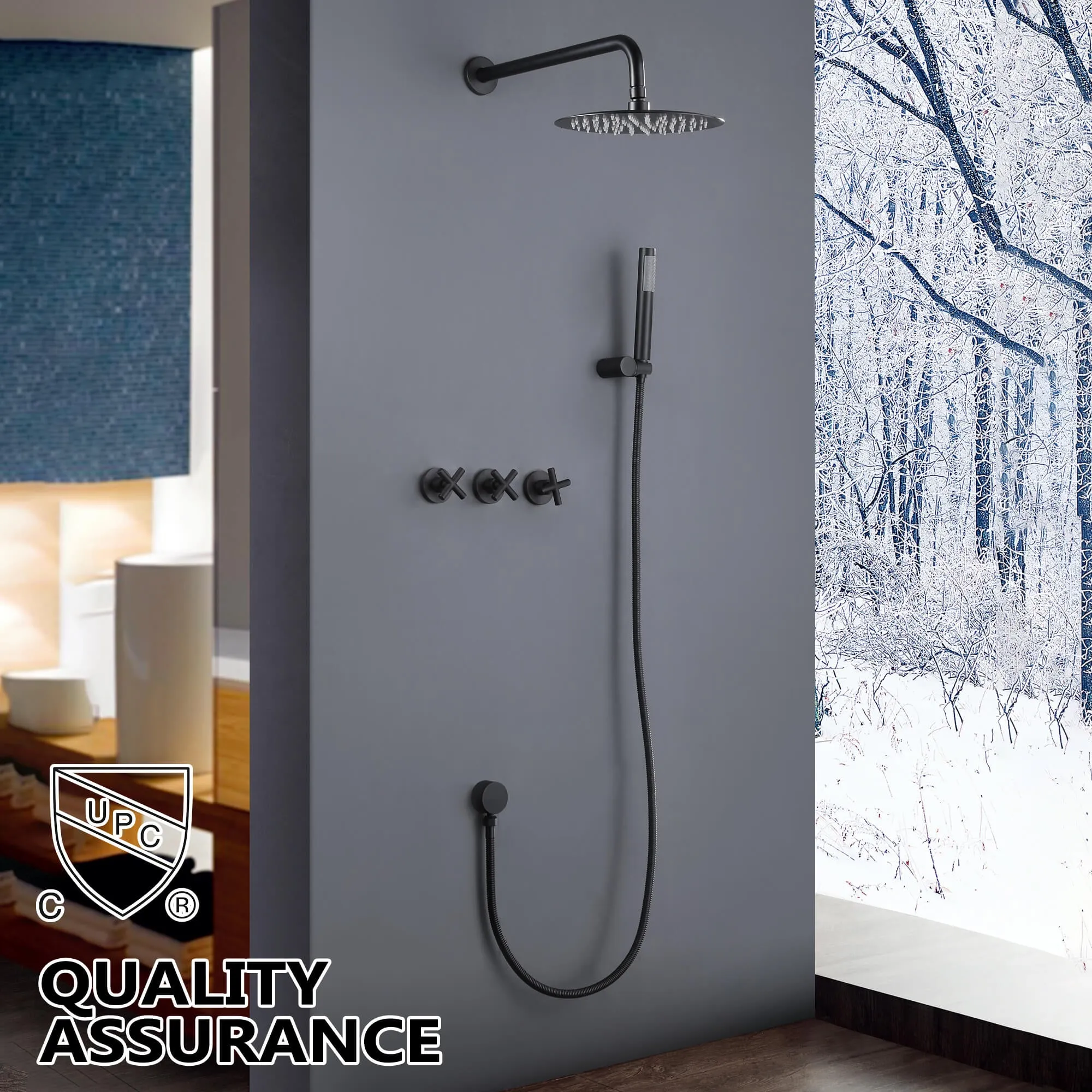Shower Faucet Set with 10 Inch High Pressure Rain Showerhead and Handheld Spray RB0870