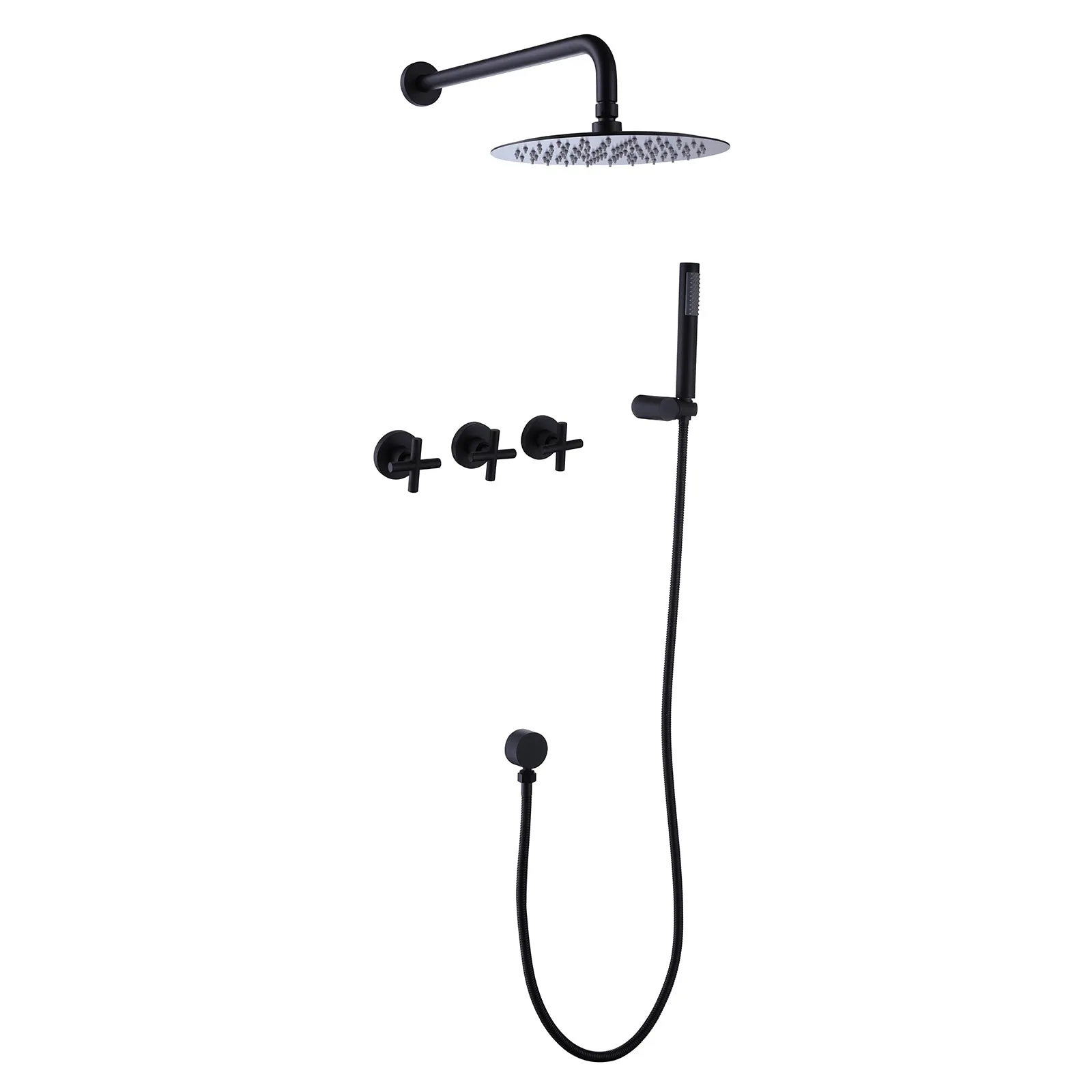 Shower Faucet Set with 10 Inch High Pressure Rain Showerhead and Handheld Spray RB0870