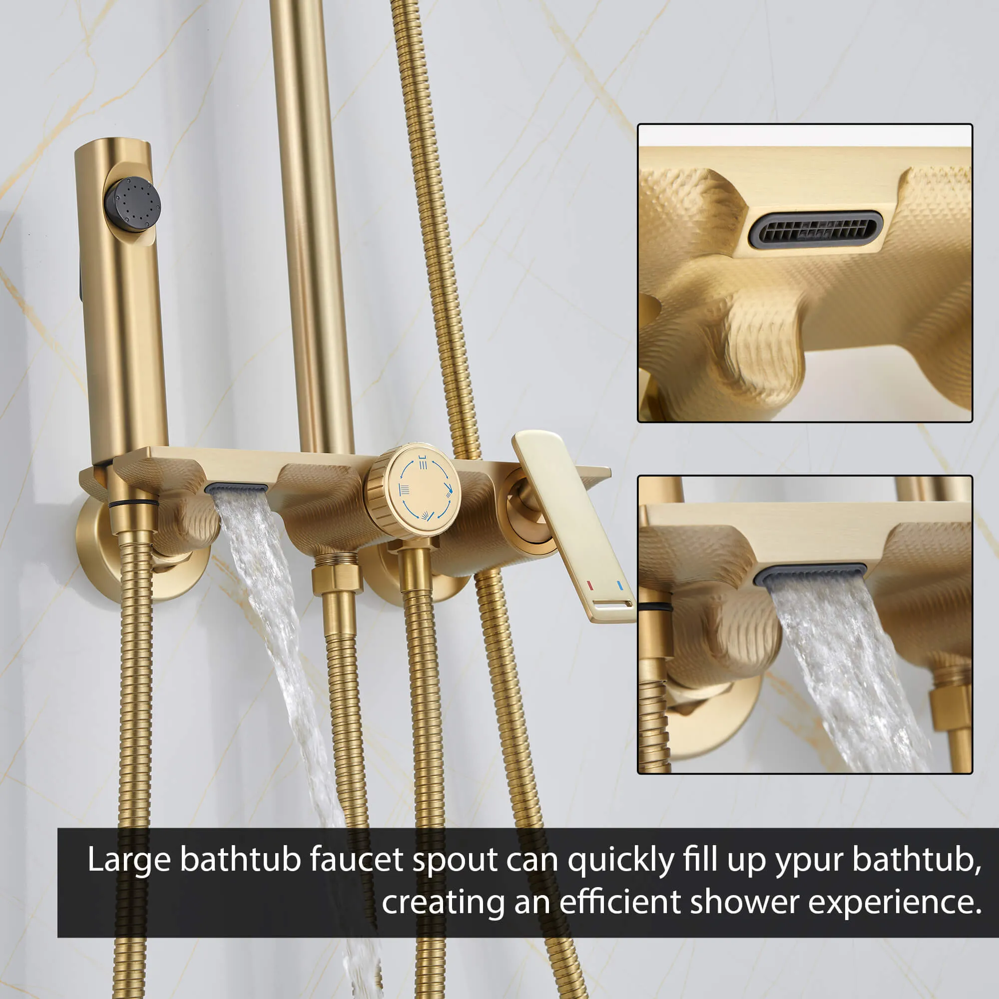 Shower System 4-Function Exposed Shower Faucet Set with Bidet Sprayer and Tub Spout JK0103