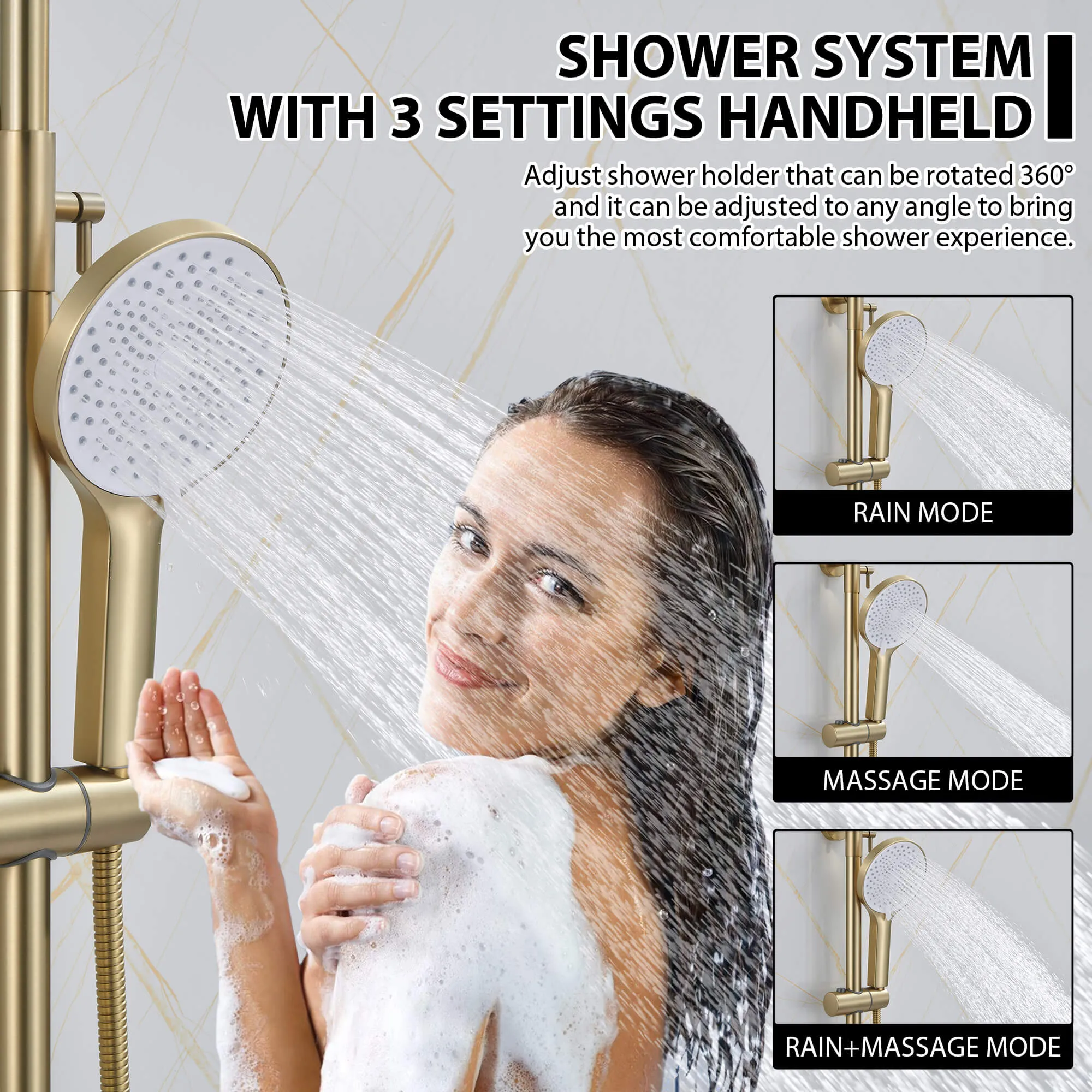 Shower System 4-Function Exposed Shower Faucet Set with Bidet Sprayer and Tub Spout JK0103