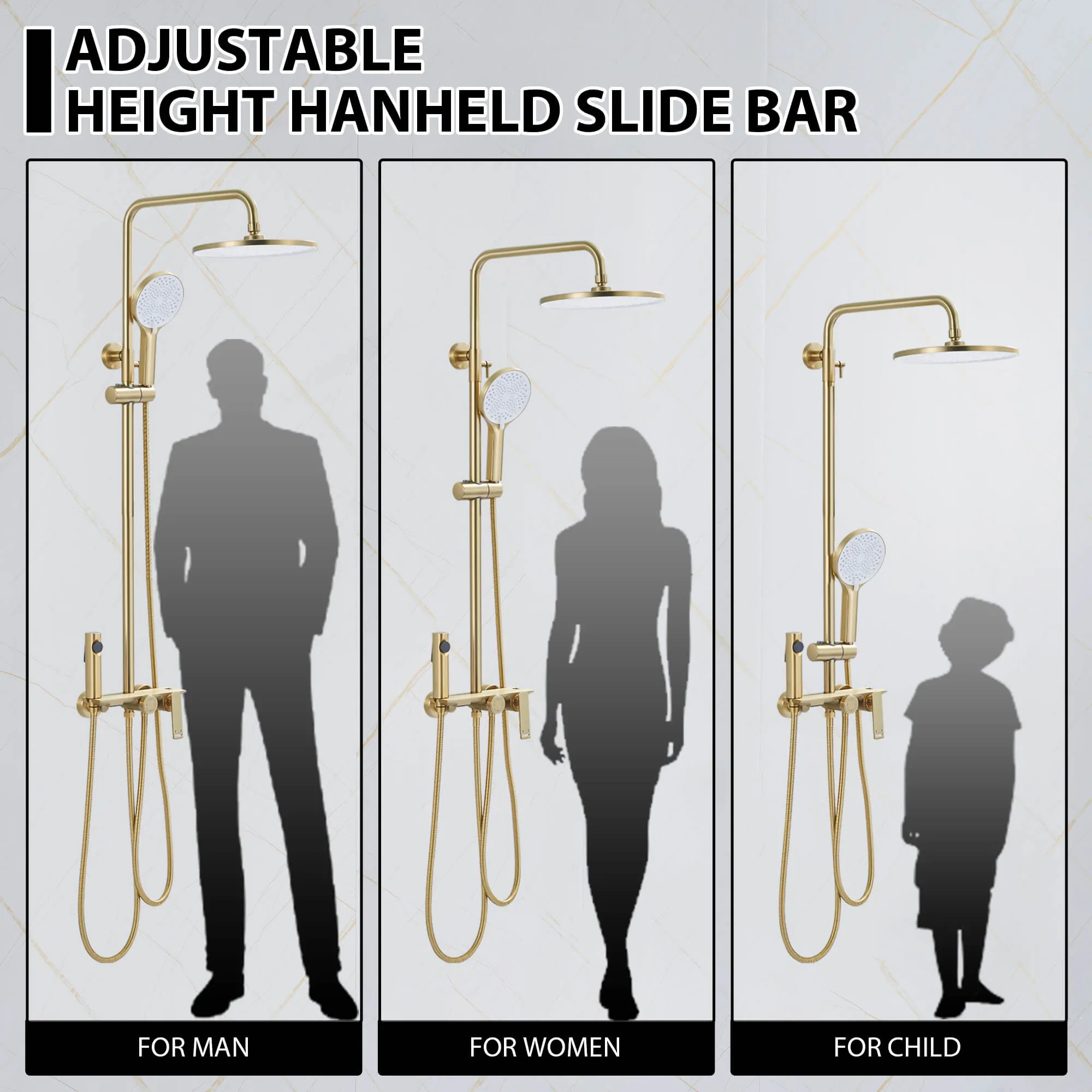 Shower System 4-Function Exposed Shower Faucet Set with Bidet Sprayer and Tub Spout JK0103