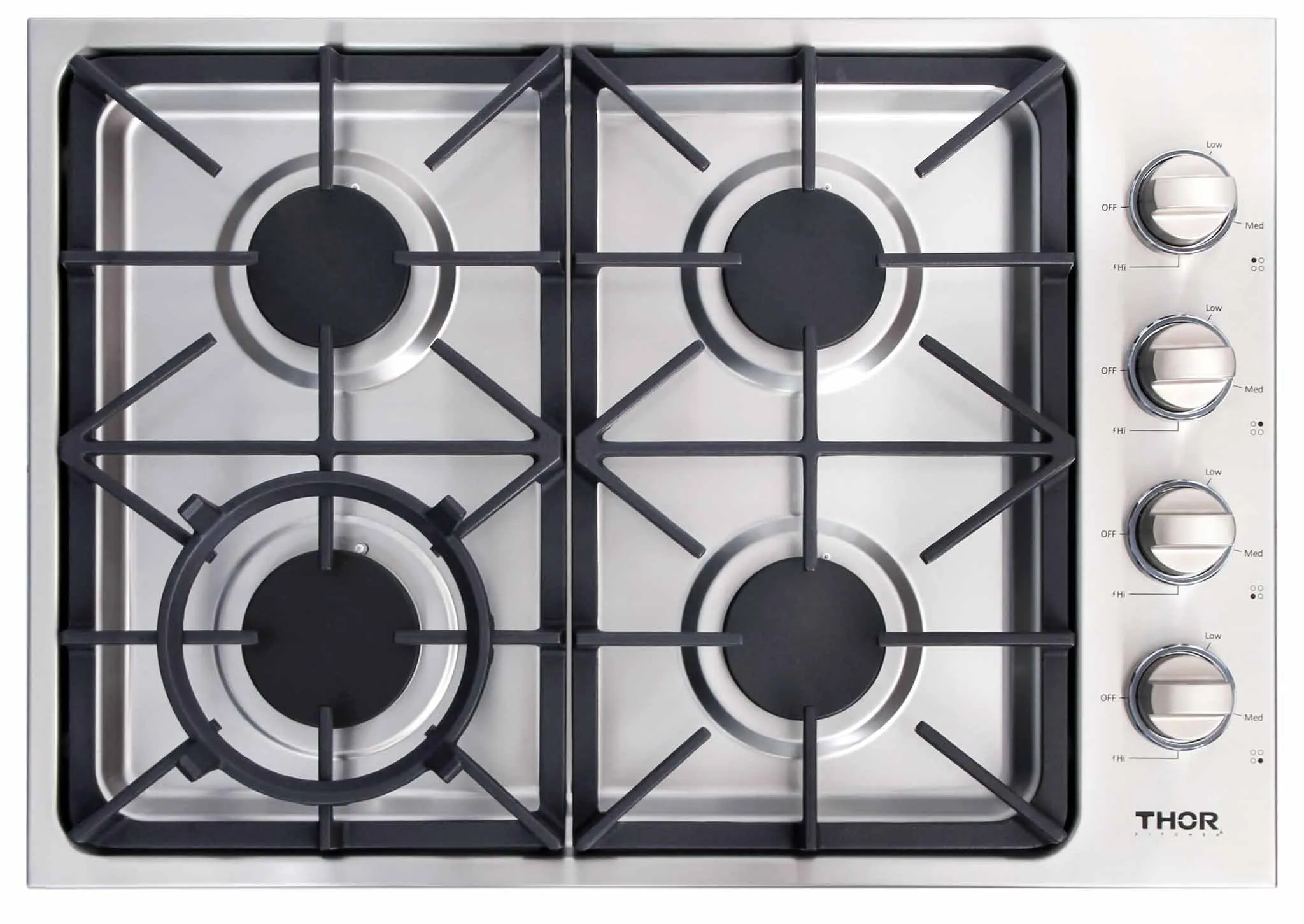 Thor Kitchen 6-Piece Pro Appliance Package - 30-Inch Gas Cooktop, Electric Wall Oven, Wall Mount Hood, Refrigerator, Dishwasher, & Microwave Drawer in Stainless Steel