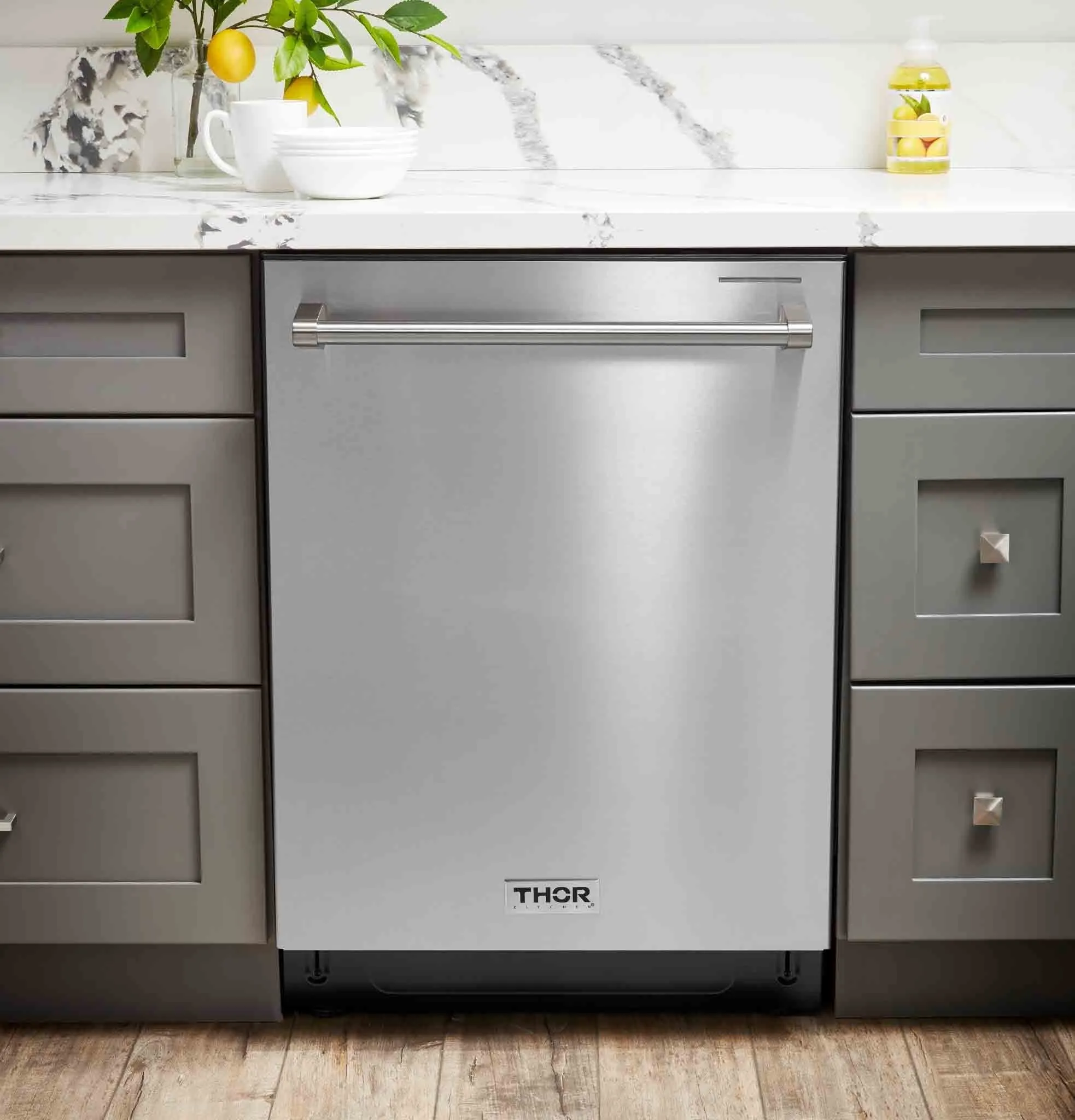Thor Kitchen 6-Piece Pro Appliance Package - 30-Inch Gas Cooktop, Electric Wall Oven, Wall Mount Hood, Refrigerator, Dishwasher, & Microwave Drawer in Stainless Steel
