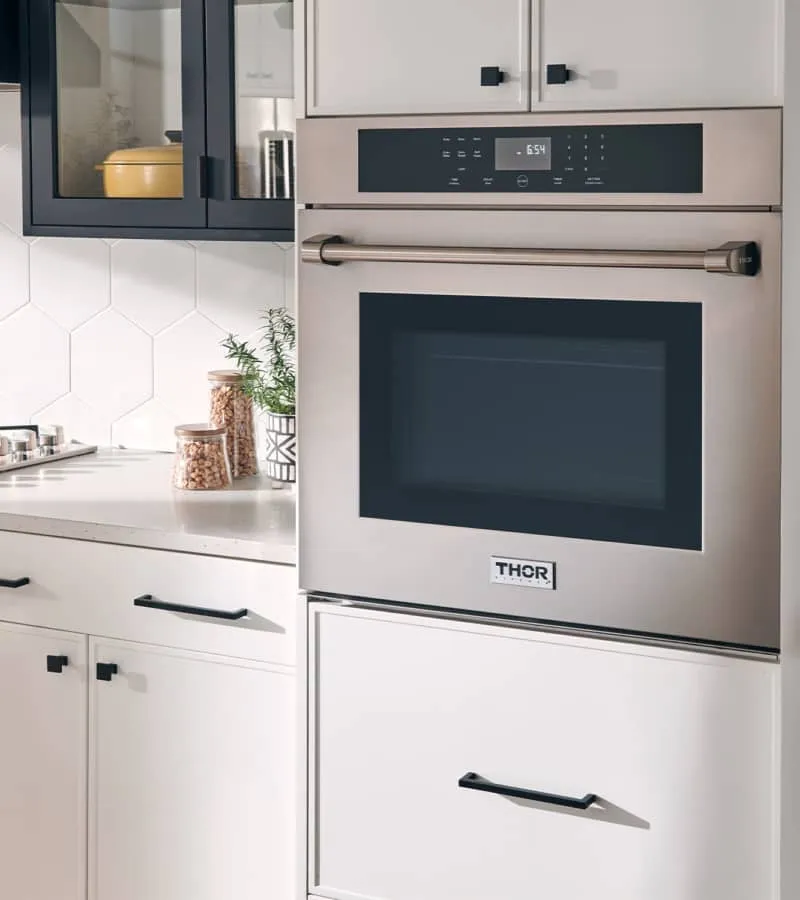 Thor Kitchen 6-Piece Pro Appliance Package - 30-Inch Gas Cooktop, Electric Wall Oven, Wall Mount Hood, Refrigerator, Dishwasher, & Microwave Drawer in Stainless Steel