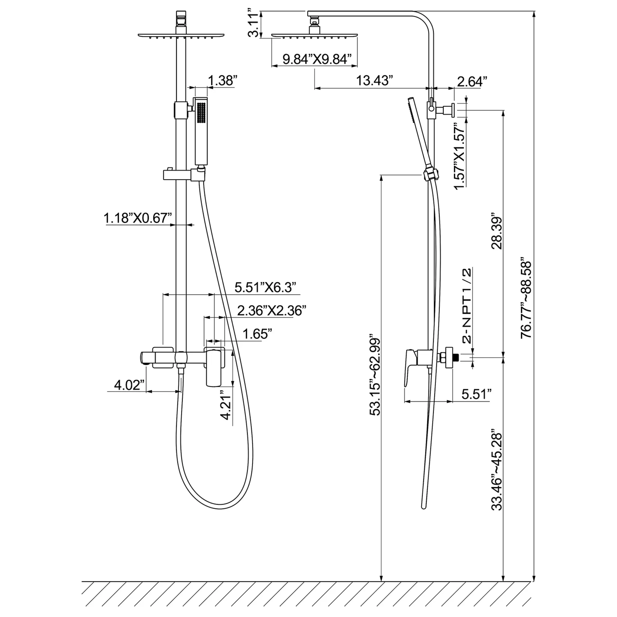 Tub and Faucet Complete Shower System with Rough-In Valve RB0881