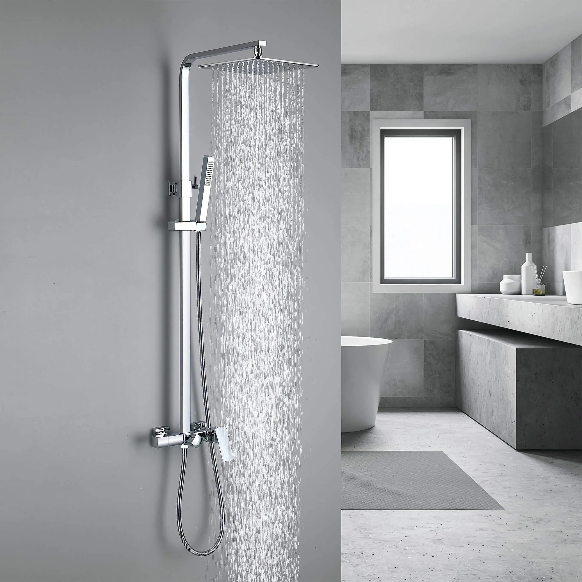 Tub and Faucet Complete Shower System with Rough-In Valve RB0881