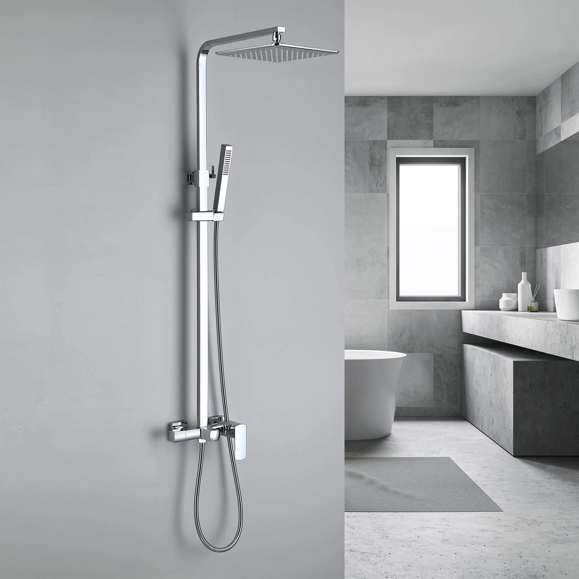 Tub and Faucet Complete Shower System with Rough-In Valve RB0881