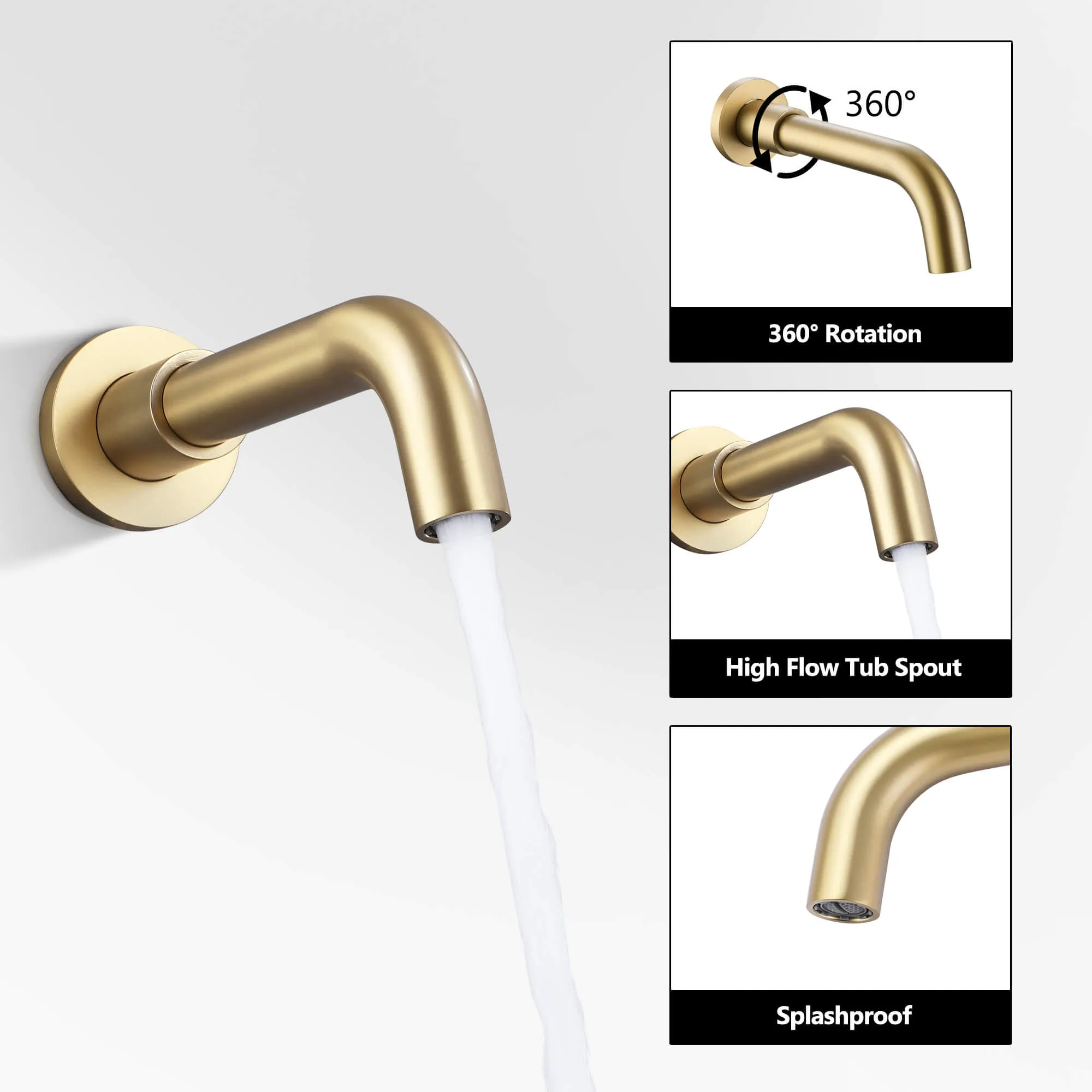 Tub Shower Faucet Set Complete Rain Shower System with Tub Spout