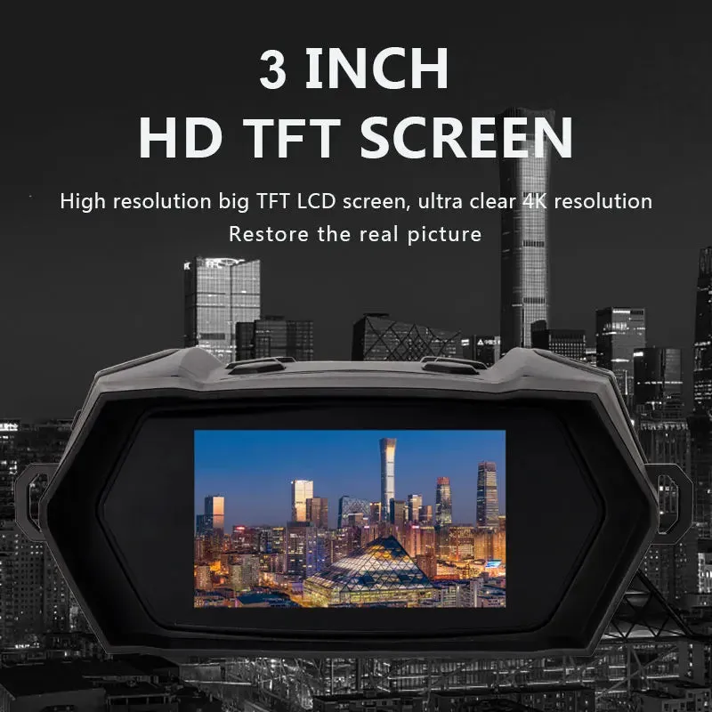 Z555 Professional 600M Night Vision Binoculars 8X Zoom IR Night Vision Telescope Camera 4K HD TFT Screen for Hunting Camping