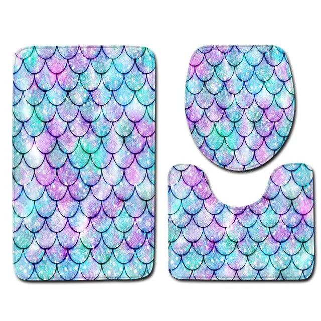 Zeegle 3pcs Bath Mats Set Anti-slip Bathroom Floor Mats Toilet Rug Lid Cover Absorbent Bathroom  Home Decor Carpets Set