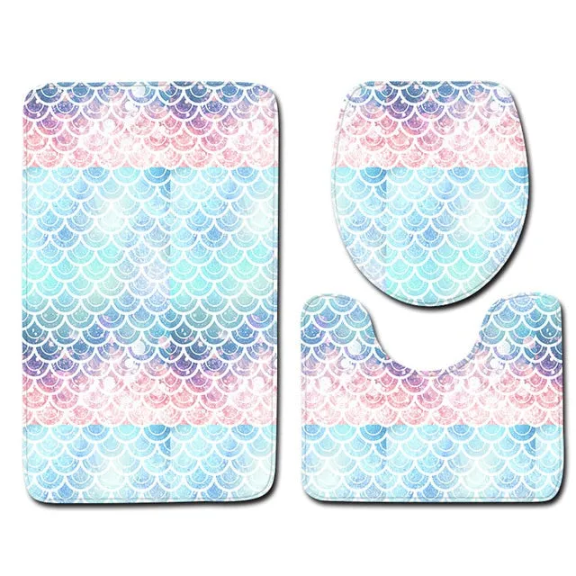 Zeegle 3pcs Bath Mats Set Anti-slip Bathroom Floor Mats Toilet Rug Lid Cover Absorbent Bathroom  Home Decor Carpets Set