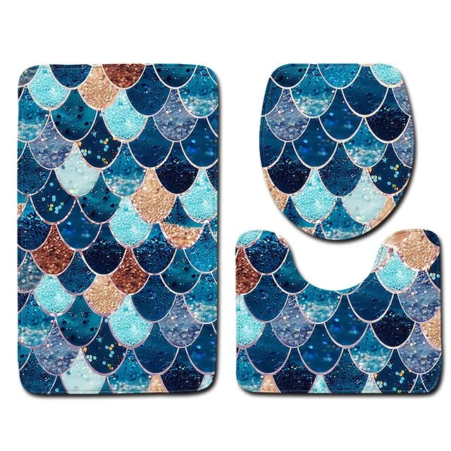 Zeegle 3pcs Bath Mats Set Anti-slip Bathroom Floor Mats Toilet Rug Lid Cover Absorbent Bathroom  Home Decor Carpets Set