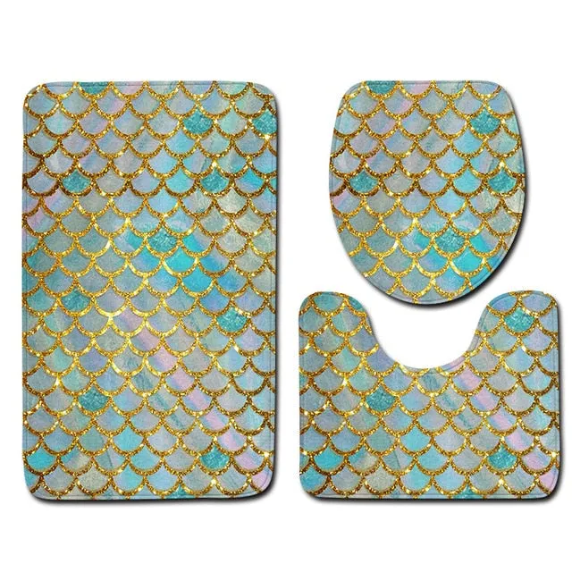 Zeegle 3pcs Bath Mats Set Anti-slip Bathroom Floor Mats Toilet Rug Lid Cover Absorbent Bathroom  Home Decor Carpets Set