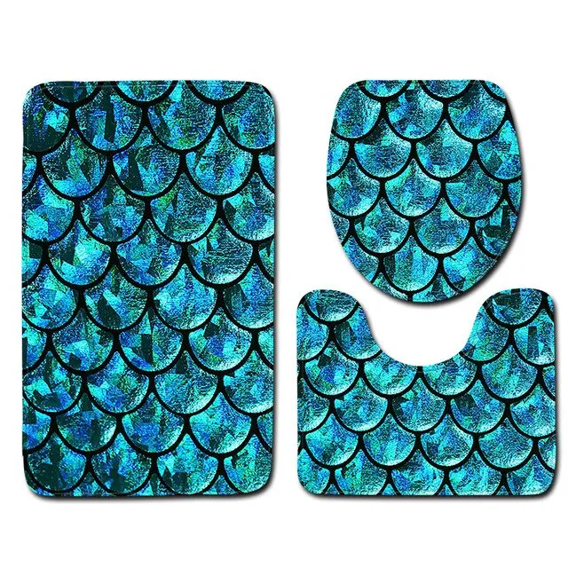 Zeegle 3pcs Bath Mats Set Anti-slip Bathroom Floor Mats Toilet Rug Lid Cover Absorbent Bathroom  Home Decor Carpets Set