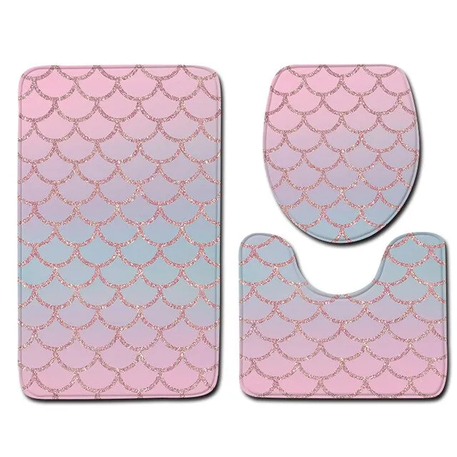 Zeegle 3pcs Bath Mats Set Anti-slip Bathroom Floor Mats Toilet Rug Lid Cover Absorbent Bathroom  Home Decor Carpets Set