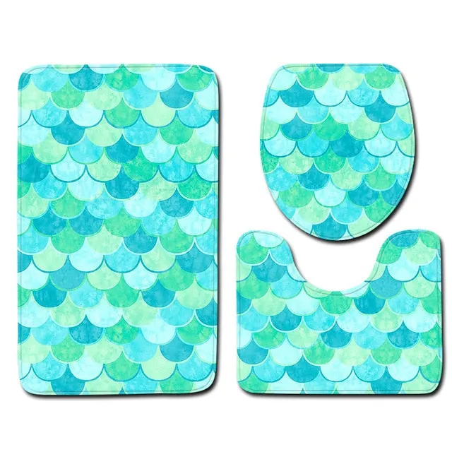 Zeegle 3pcs Bath Mats Set Anti-slip Bathroom Floor Mats Toilet Rug Lid Cover Absorbent Bathroom  Home Decor Carpets Set